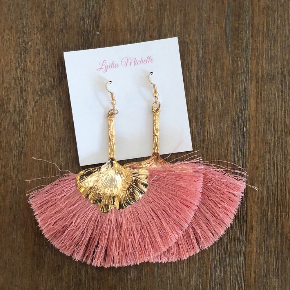 Pink Statement Tassel Earrings